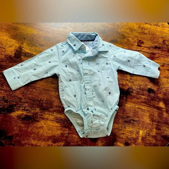 Carter’s | baby boys long sleeve pinstripe dress shirt. Size: 6M.​ - Picture 1 of 11